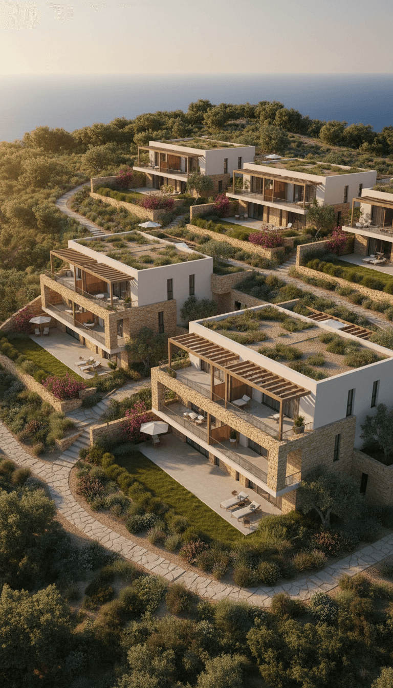 Boutique residential complex with landscape design, concept stage