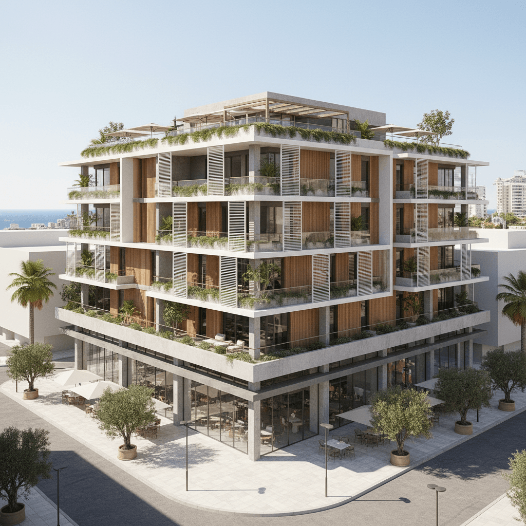 Mixed-use development exterior render